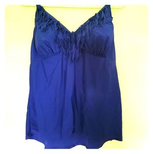 Lane Bryant Fringe Tankini Top Royal Blue